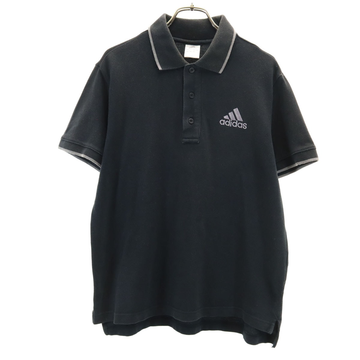 adidas アディダス 半袖 ポロシャツ M ブラック 鹿の子