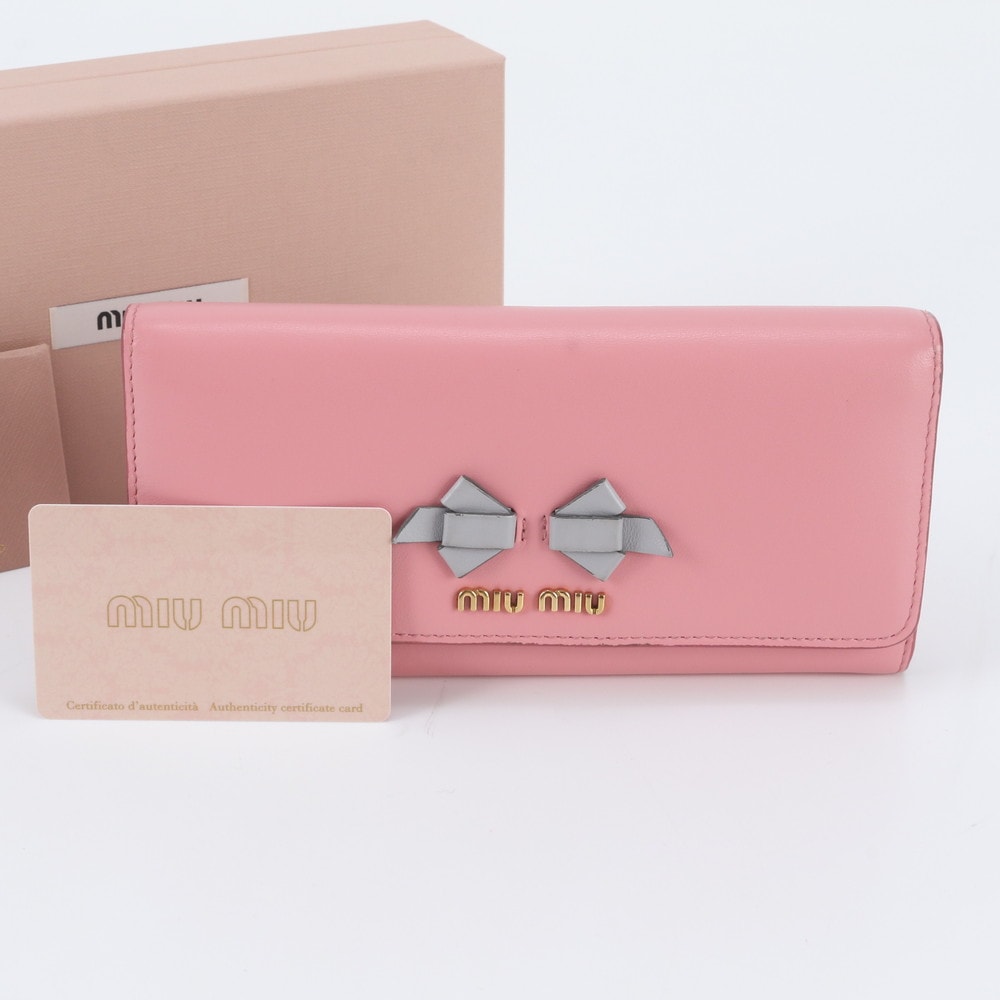 ■極美品 ミュウミュウ5MH109 長財布 レザー