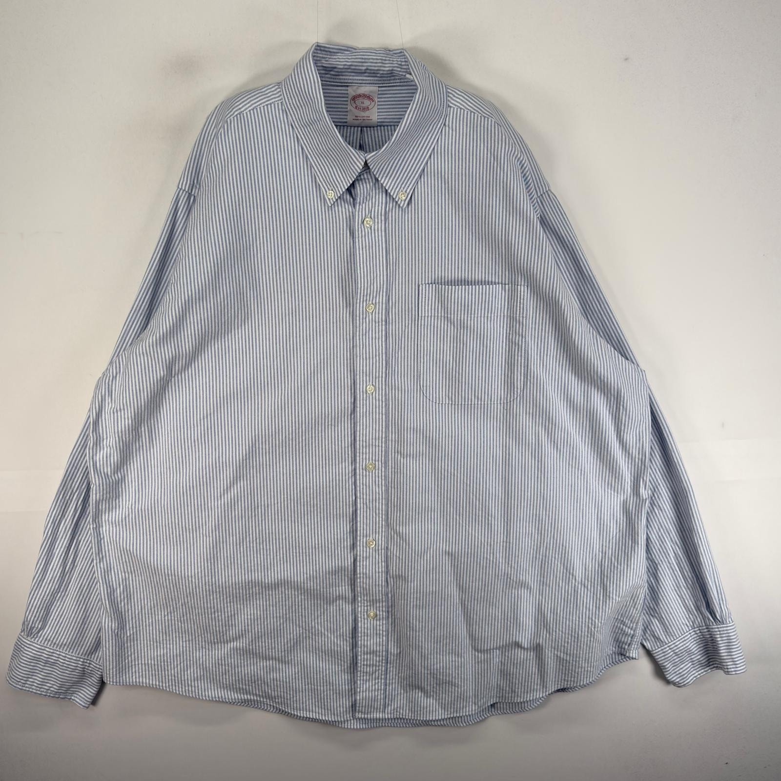 古着 ブルックスブラザーズ Brooks Brothers 長袖シャツ 胸ポケ ボタンダウン XL  ブルー系 ストライプ メンズ