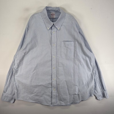 古着 ブルックスブラザーズ Brooks Brothers 長袖シャツ 胸ポケ ボタンダウン XL ブルー系 ストライプ メンズ