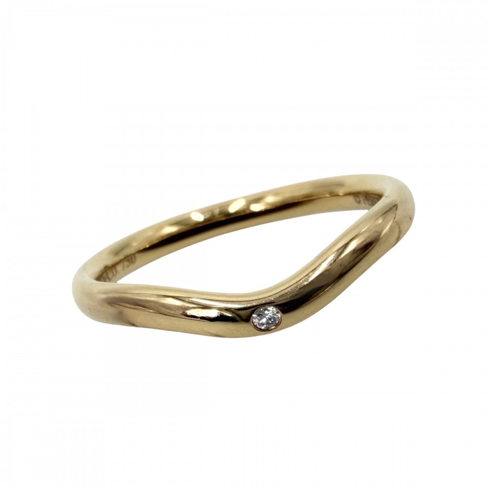 TIFFANY&Co. ティファニー 指輪 エルサ・ペレッティ バンドリング ジュエリー アクセサリー Au750 18金PG K18ピンクゴールド ダイヤモンド0.01ct 約8号 レディース 約2.3g【中古品】
