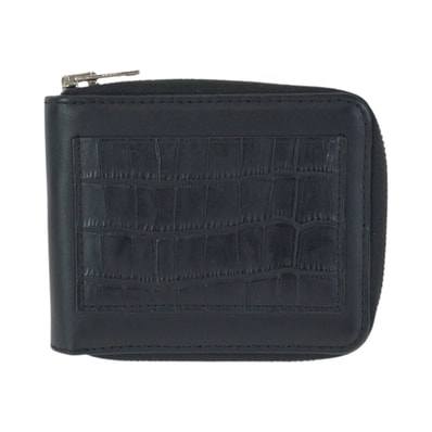 美品 Alexander Wang アレキサンダーワン 型押し ブラック 黒 シルバー金具 レザー 折財布 コンパクトウォレット 603180 【中古】