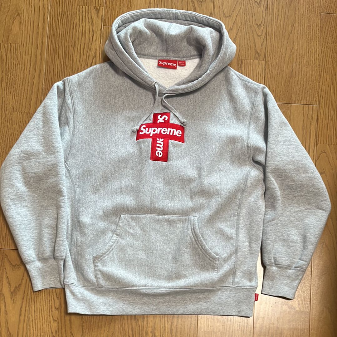 Supreme Cross Box Logo Hooded Sweatshirt "Grey"