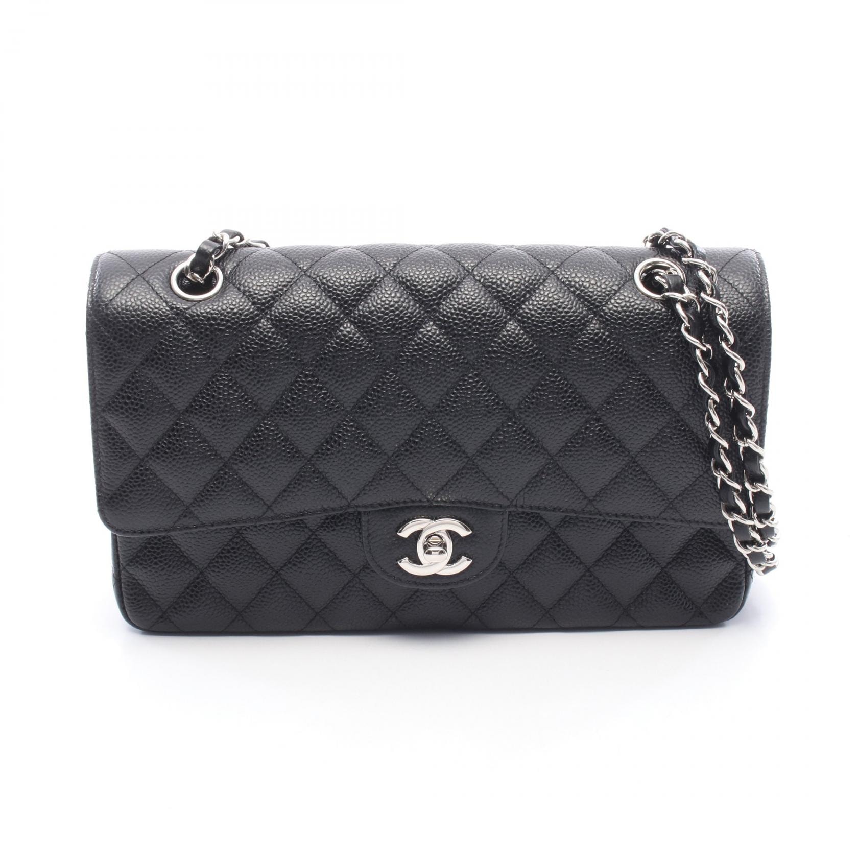シャネル CHANEL マトラッセ Wフラップ ショルダーバッグ バッグ キャビアスキン(グレインドカーフ) レディース ブラック系 【中古】