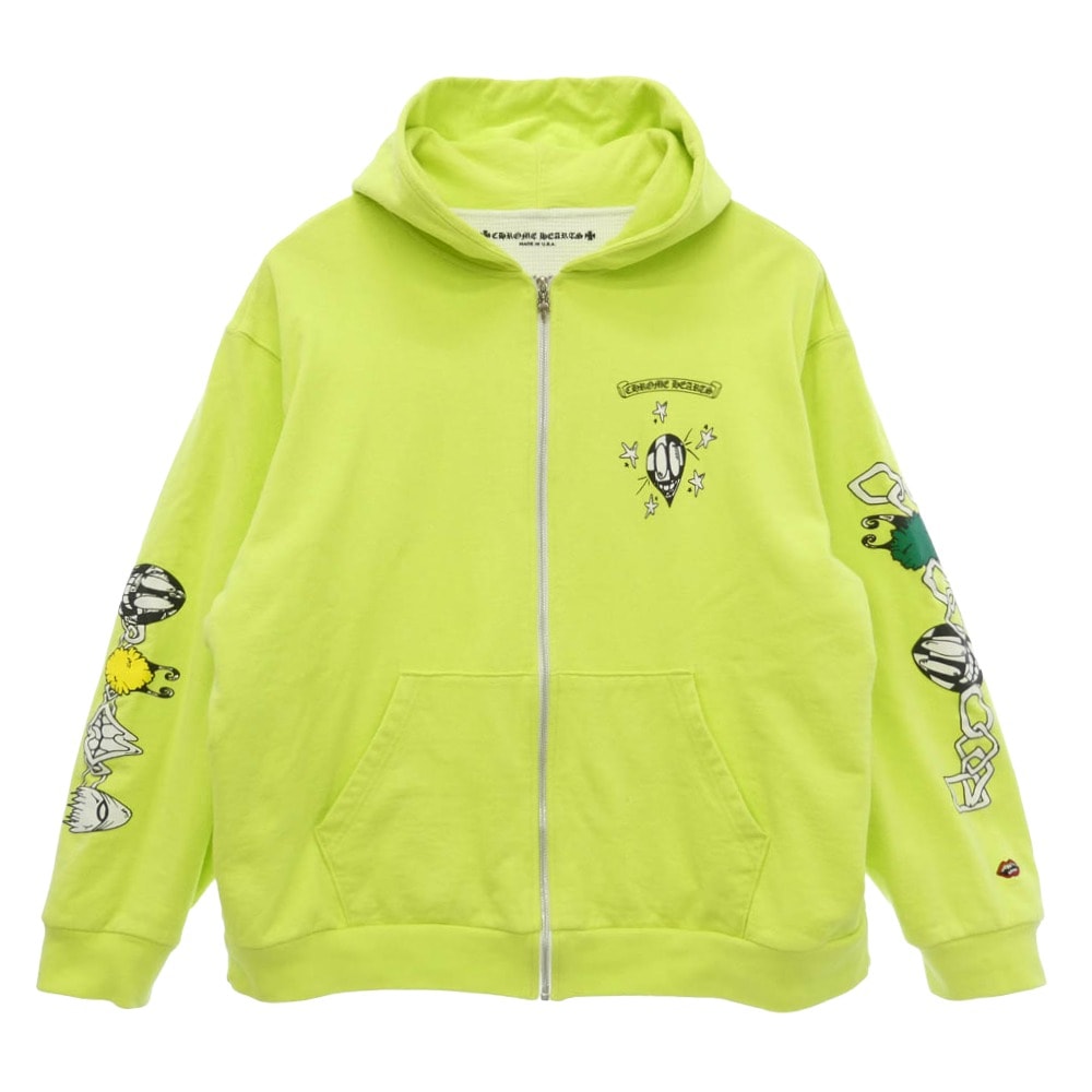 CHROME HEARTS クロムハーツ(原本無) MATTY BOY PPO CHAIN GAME HOODIE マッティボーイ チェーン ゲーム 裏地サーマル ジップアップ フーディー パーカー ライトグリーン系 XXL【中古】