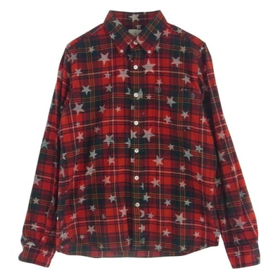 uniform experiment ユニフォームエクスペリメント 長袖シャツ UE-112124 ENGLATAILOR by GB 長袖シャツ コットン スター チェック 長袖 シャツ レッド系 2【中古】