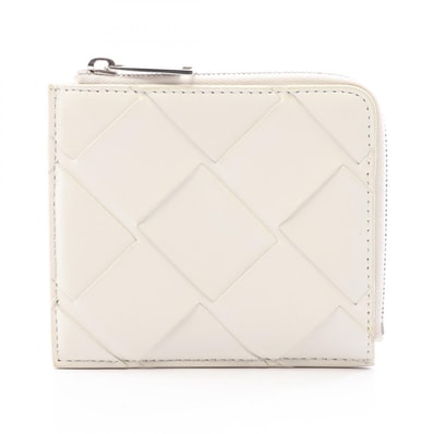 ボッテガヴェネタ BOTTEGA VENETA マキシイントレチャート コインケース 財布 レザー メンズ レディース ホワイト系 【中古】