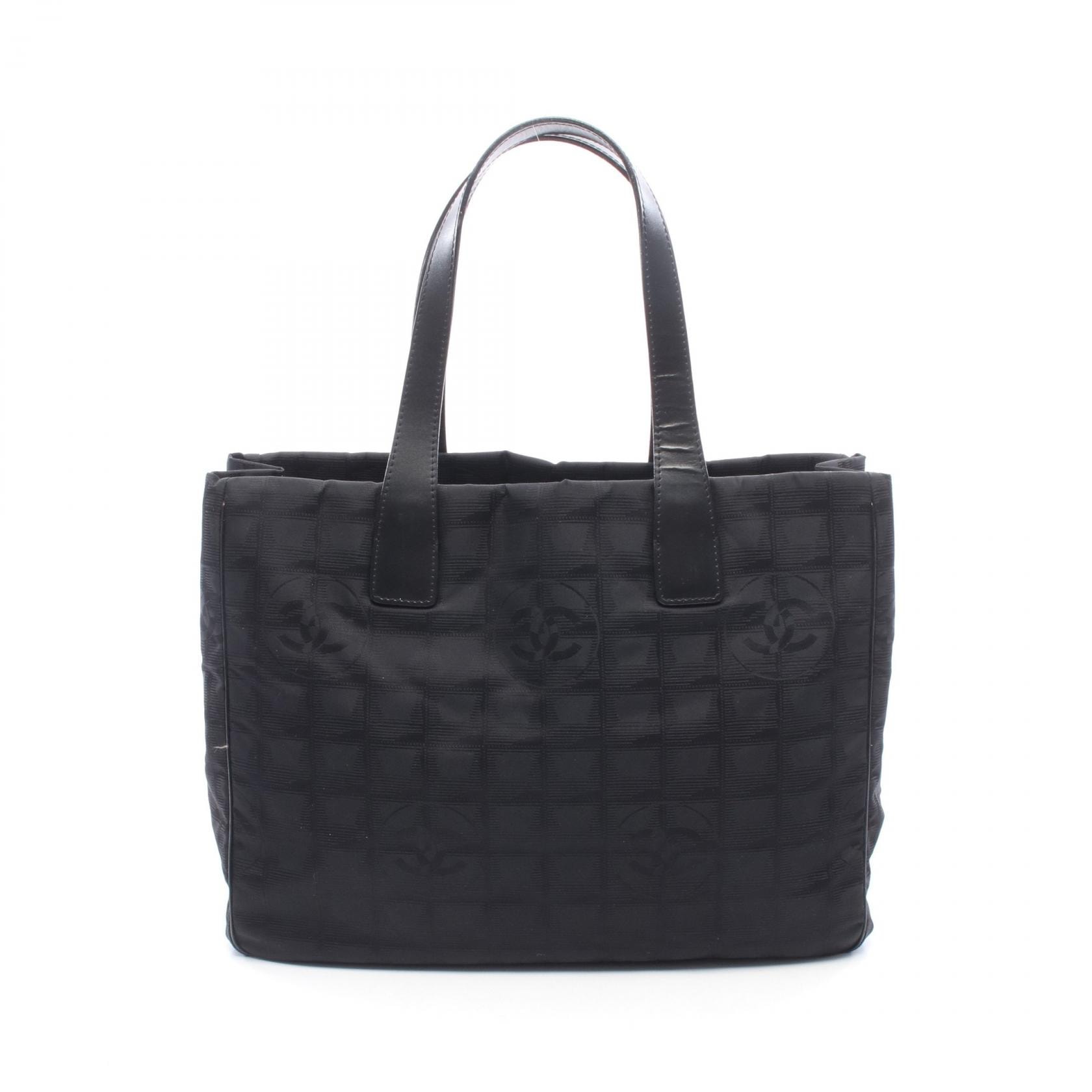 シャネル CHANEL ニュートラベルラインMM トートバッグ バッグ ナイロン レザー レディース ブラック系 【中古】