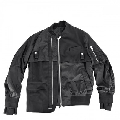 Dior ディオール ブルゾン サカイコラボ ハイブリッド ボンバージャケット アウター MA-1 sacai 44 ブラック 黒 シルバー金具 ナイロン キュプラ メンズ【中古品】