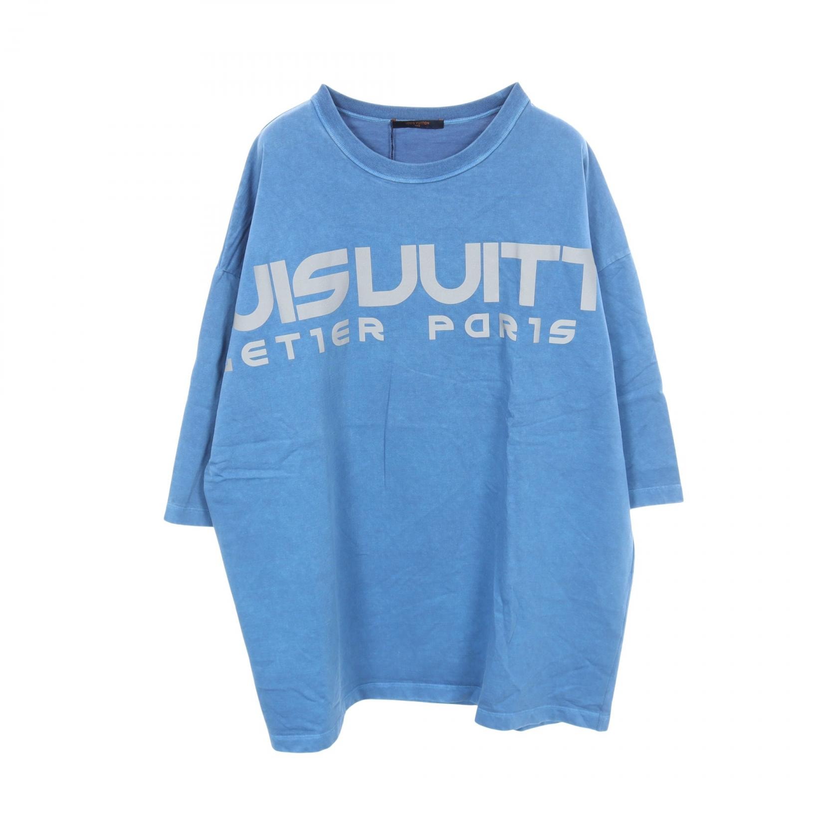 ルイ・ヴィトン LOUIS VUITTON リフレクティブロゴ ヴィンテージ加工 オーバーサイズ 半袖Tシャツ 衣料品 トップス コットン メンズ ブルー系 RM181 GDA HEY60W 【中古】