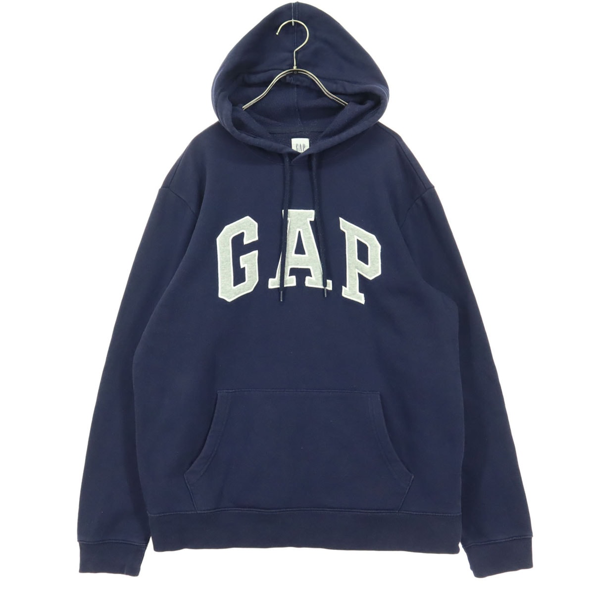 美品 GAP ギャップ 裏起毛 ロゴマーク 長袖 スウェットパーカー M ネイビー