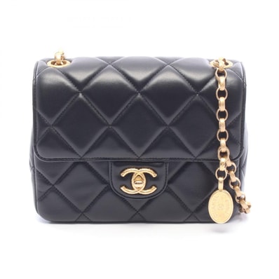 シャネル CHANEL マトラッセ スモールフラップ ショルダーバッグ バッグ ラムスキン(羊革) レディース ブラック系 【中古】