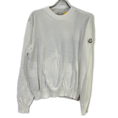 モンクレール 【GENIUS】×MERCEDES-BENZ BY NIGO 25SS GIROCOLLO TRICOT ホワイト アーカイブフォトプリント コットンニットプルオーバー M