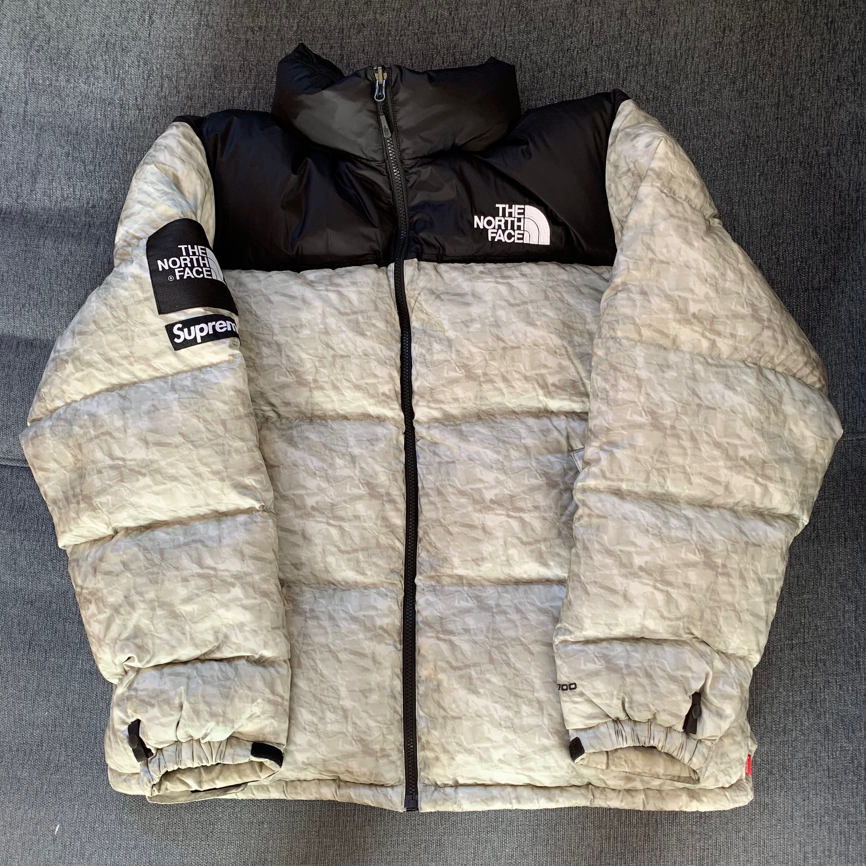 Supreme x The North Face Nuptse Jacket "White Paper Print"