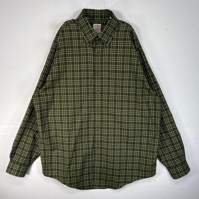 古着 ブルックスブラザーズ Brooks Brothers 長袖シャツ チェック 胸ポケ ボタンダウン L グリーン系 マルチカラー メンズ