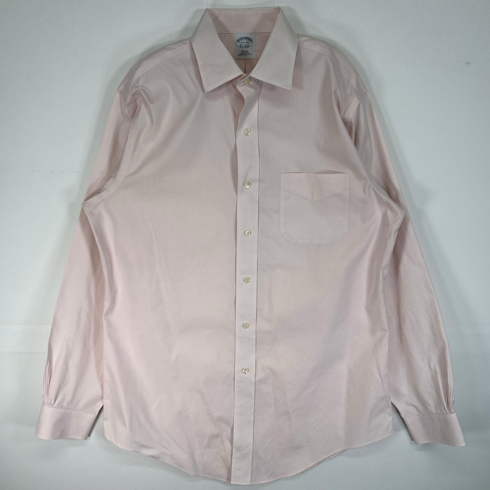古着 ブルックスブラザーズ Brooks Brothers 長袖シャツ 胸ポケ SLIM FIT M  ピンク系 無地 メンズ