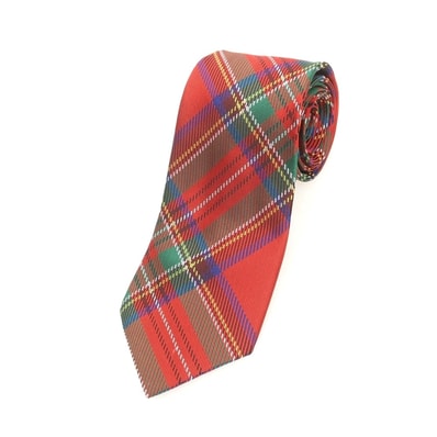 【中古】【未使用】コムデギャルソン オムドゥ COMME des GARCONS HOMME DEUX 2025年春夏 シルク チェック チェック柄ネクタイ レッドxグリーン【メンズ】