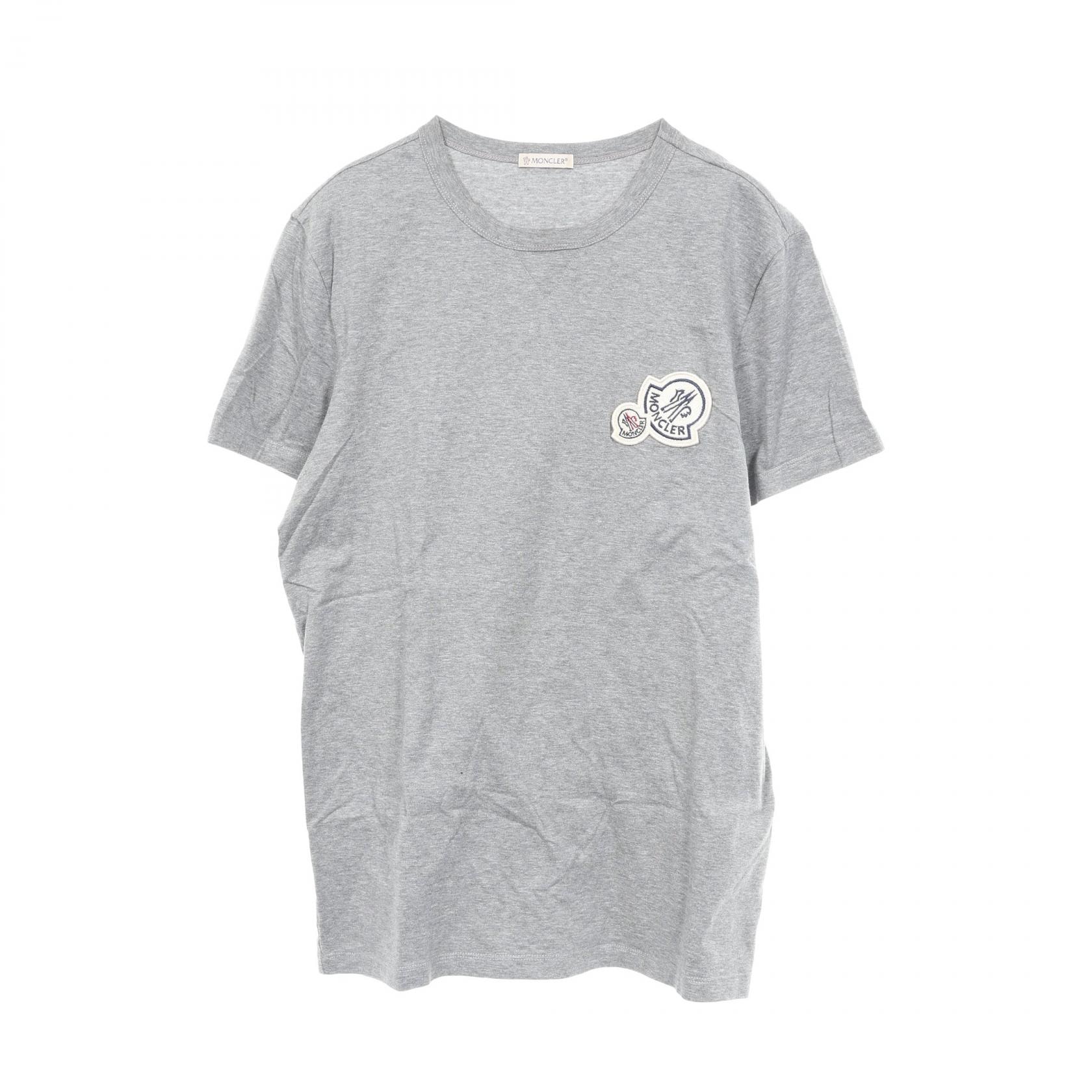 モンクレール MONCLER ロゴワッペン 半袖Tシャツ 衣料品 トップス コットン メンズ グレー系 【中古】