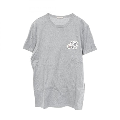 モンクレール MONCLER ロゴワッペン 半袖Tシャツ 衣料品 トップス コットン メンズ グレー系 【中古】