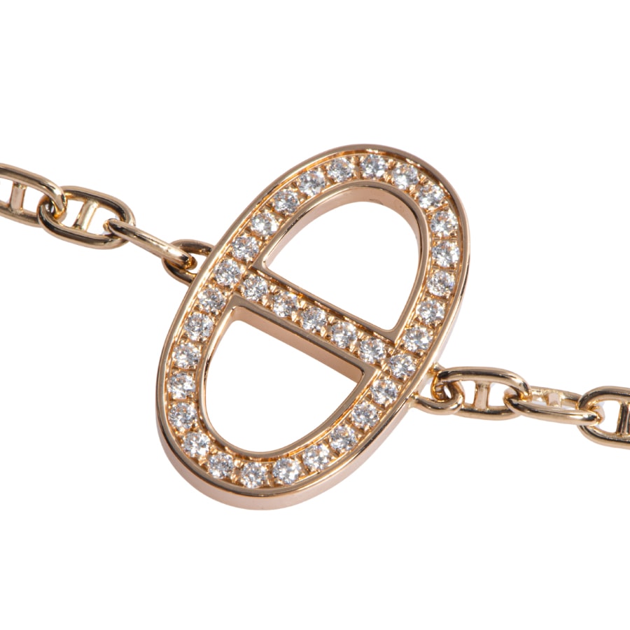 HERMES エルメス シェーヌ・ダンクル・コントゥール ブレスレット H122404B 00ST K18PG ダイヤモンド ピンク ゴールド【中古】