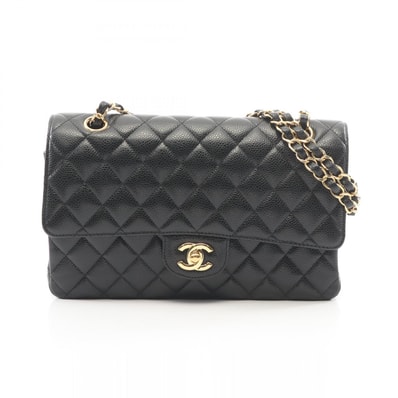 シャネル CHANEL マトラッセ Wフラップ ショルダーバッグ バッグ キャビアスキン(グレインドカーフ) レディース ブラック系 【中古】