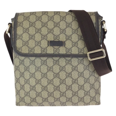 美品 GUCCI グッチ ベージュ ブラウン ゴールド金具 GGスプリームキャンバス レザー/ ショルダーバッグ メッセンジャーバッグ 602858 【中古】