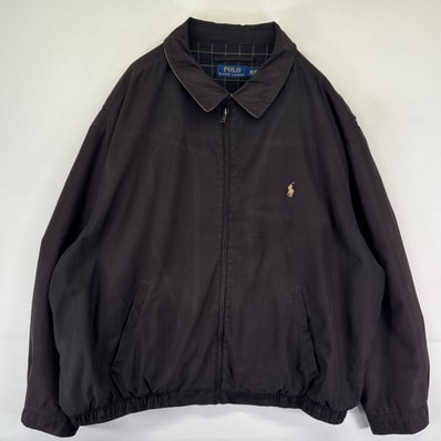 古着 ポロ・ラルフローレン POLO RALPH LAUREN ジャケット スウィングトップ ワンポイントロゴ フルジップ 3XL ブラック系 メンズ