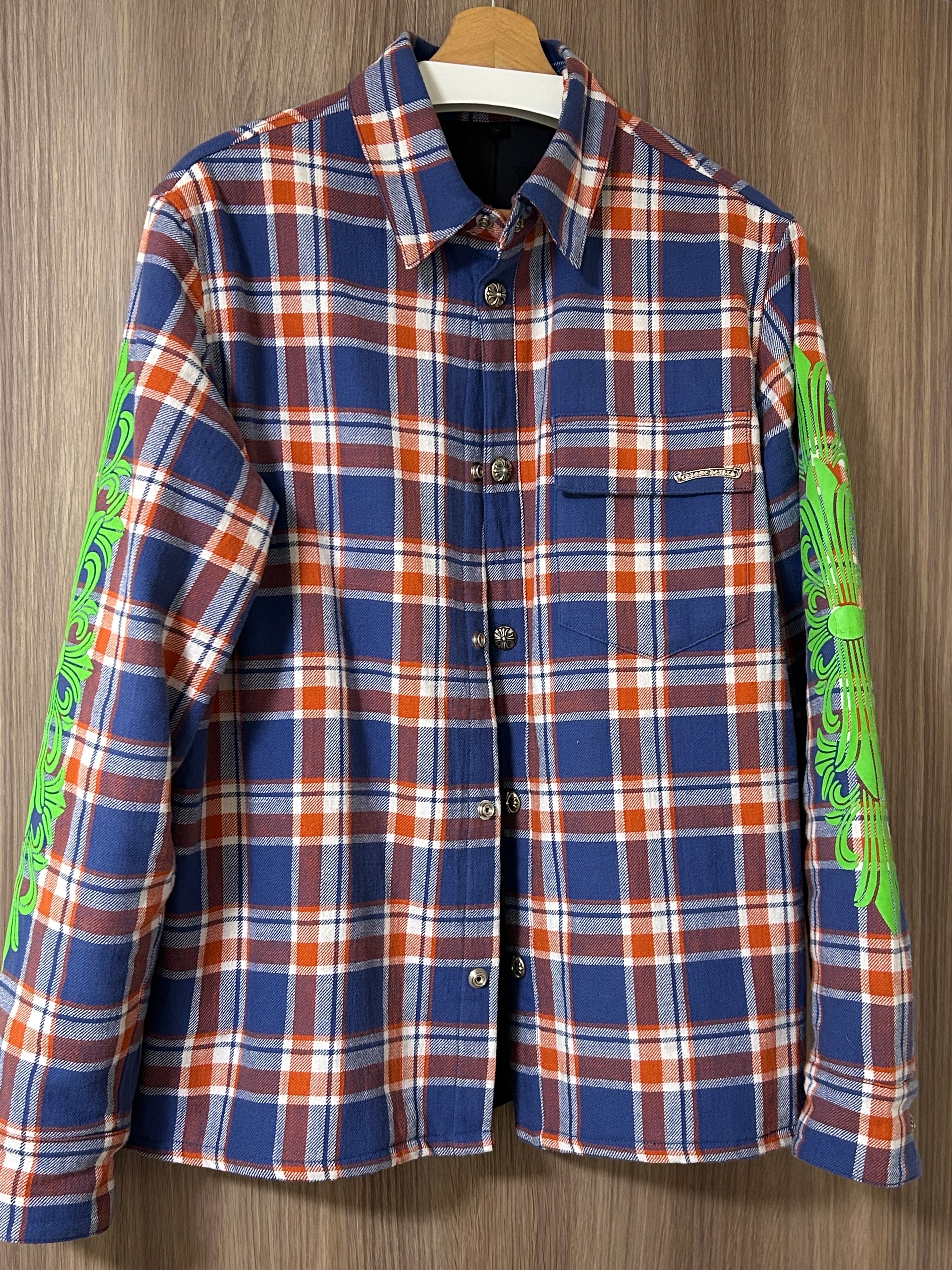 Chrome Hearts WORK'N Floral Cross Flannel Shirt "Blue/Red/Green"