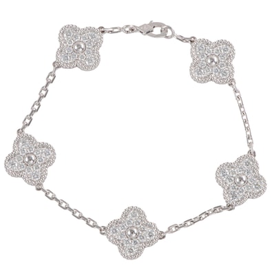 Van Cleef & Arpels ヴァンクリーフ&アーペル ヴィンテージ アルハンブラ ブレスレット 5モチーフ VCARA41500 K18WG ダイヤモンド シルバー【中古】