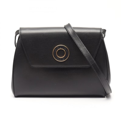 セリーヌ CELINE サークルロゴ ショルダーバッグ バッグ レザー レディース ブラック系 【中古】