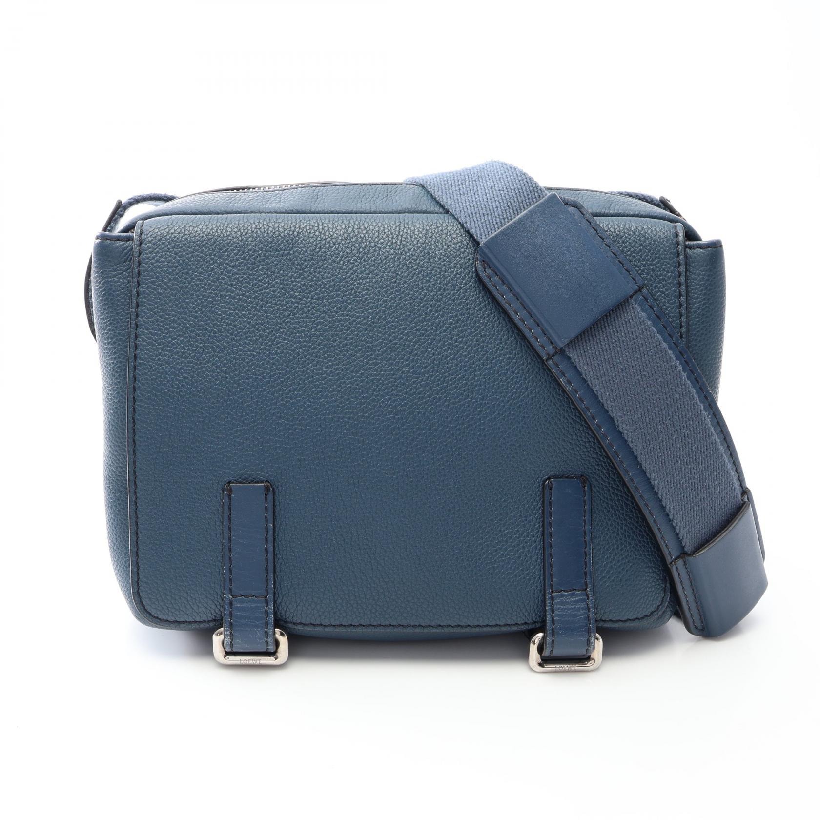 ロエベ LOEWE ミリタリー メッセンジャー XS ショルダーバッグ バッグ レザー レディース グリーン系 317.12AA72 【中古】