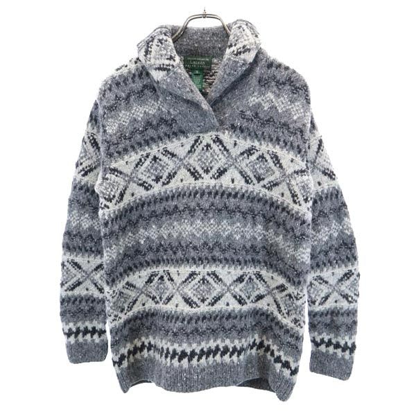 LAUREN RALPH LAUREN ローレンラルフローレン ウール 総柄 長袖 セーター S グレー系 ニット