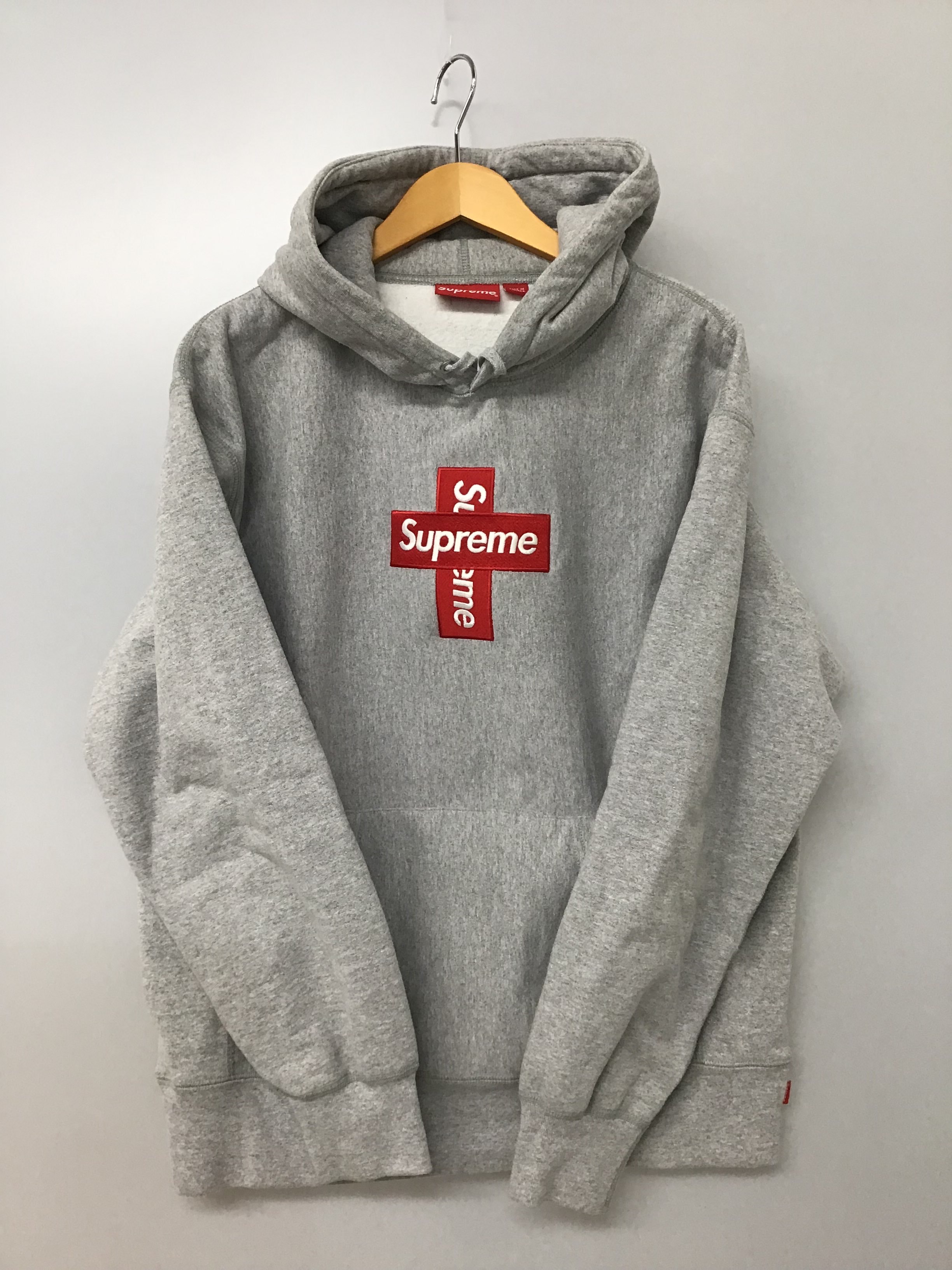 Supreme Cross Box Logo Hooded Sweatshirt "Grey"