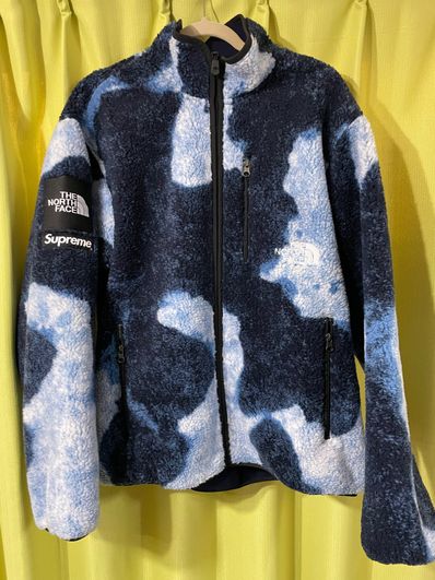 Supreme x The North Face Bleached Denim Print Fleece Jacket "Indigo"