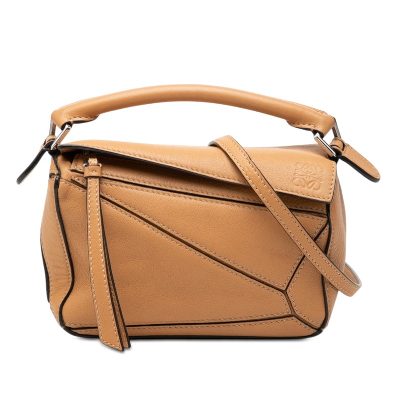 ロエベ アナグラム パズルバッグ ミニ ハンドバッグ ショルダーバッグ 2WAY ブラウン系 レザー レディース LOEWE 【中古】