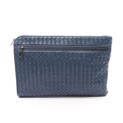 ボッテガヴェネタ BOTTEGA VENETA イントレチャート セカンドバッグ クラッチバッグ バッグ レザー メンズ ブルー系 【中古】