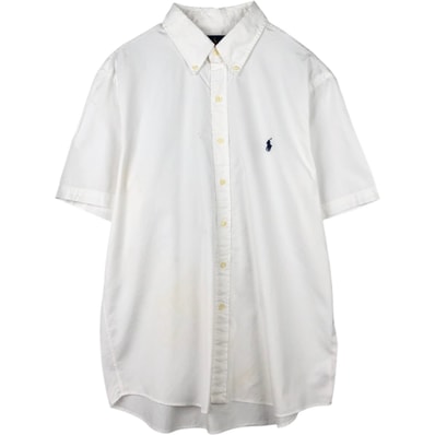 古着 ラルフローレン Ralph Lauren FEATHER WEIGHT TWILL 半袖 ボタンダウンシャツ メンズL相当/eaa668655