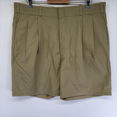 古着 ディッキーズ Dickies パンツ チノ ワンポイントロゴ ハーフ ワーク ツータック ジッパーフライ w40 ベージュ系 メンズ