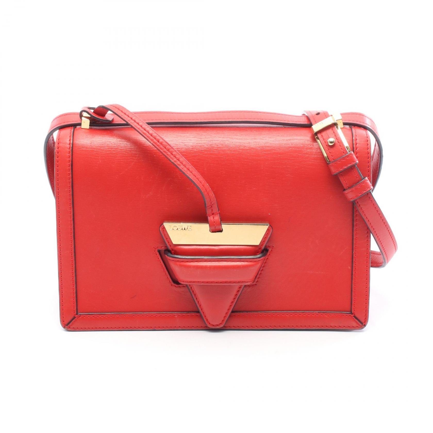 ロエベ LOEWE バルセロナ ショルダーバッグ バッグ レザー レディース レッド系 【中古】