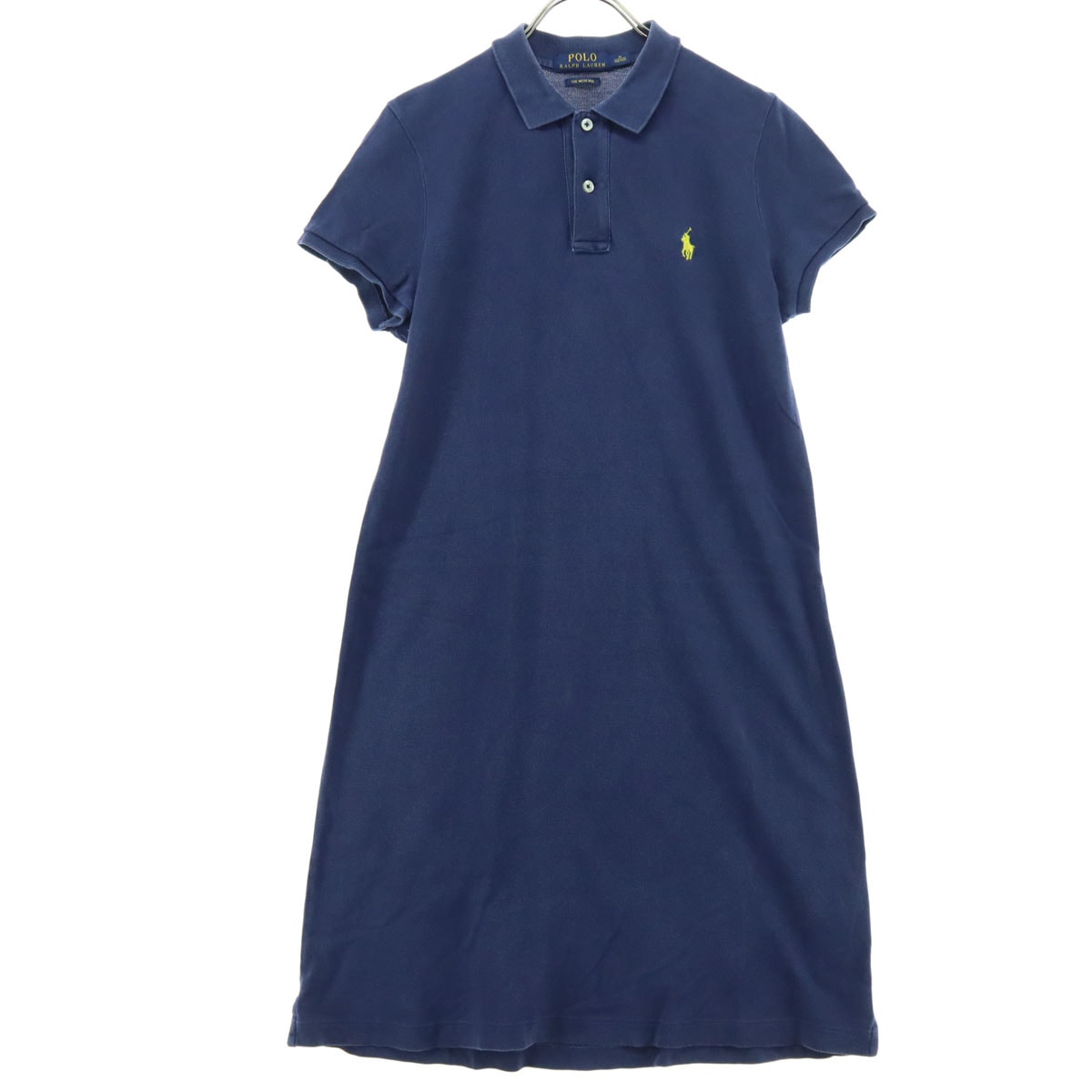 POLO RALPH LAUREN ポロラルフローレン ロゴ刺繍 半袖 膝丈ワンピース M ネイビー