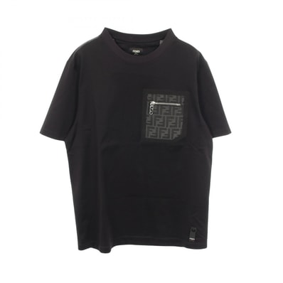 フェンディ FENDI ズッカ ジップポケット付き 半袖Tシャツ 衣料品 トップス コットン レディース ブラック系 / グレー系 FY1257 【中古】