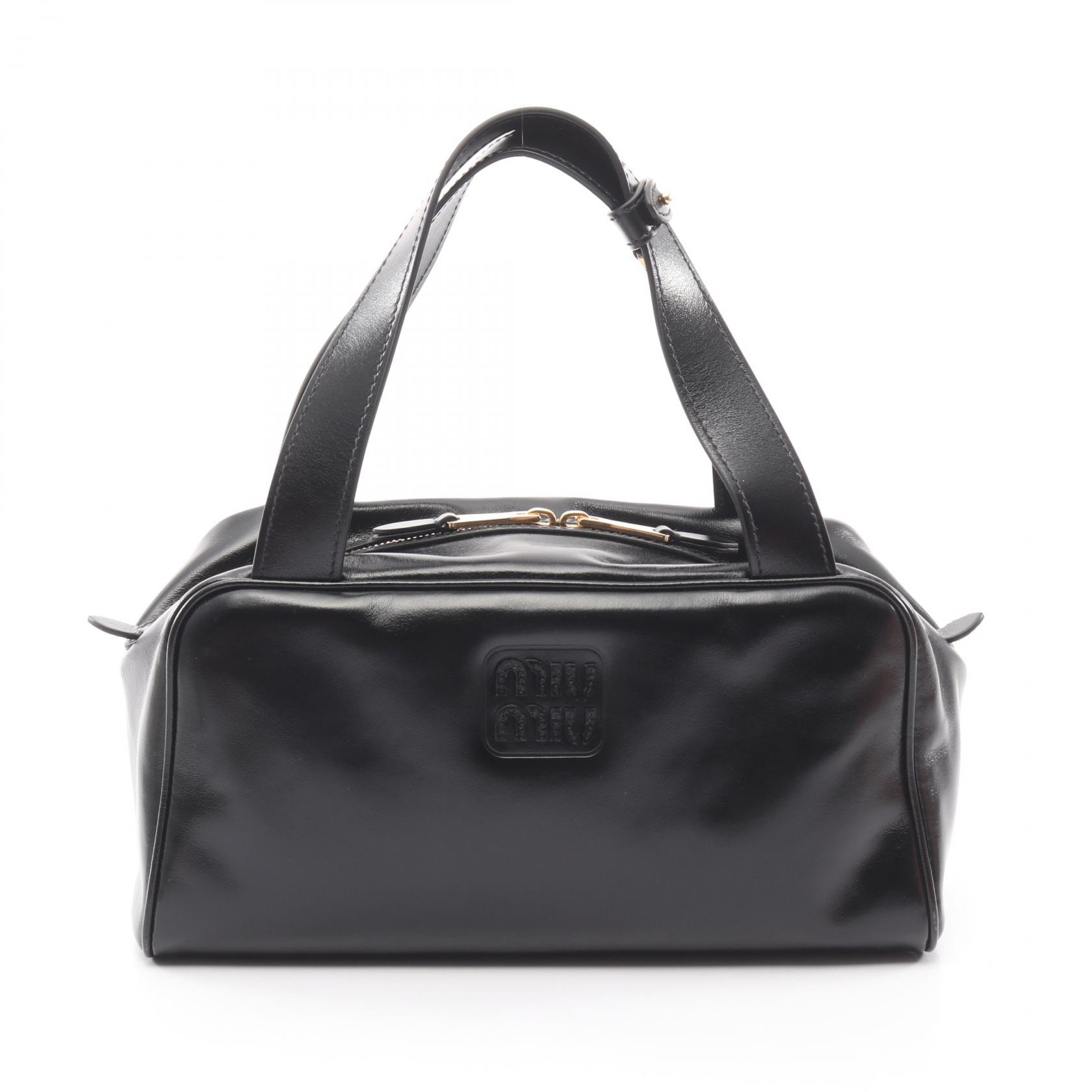 ミュウ ミュウ Miu Miu SOFTY SHINE ハンドバッグ バッグ レザー レディース ブラック系 5BB182 【中古】