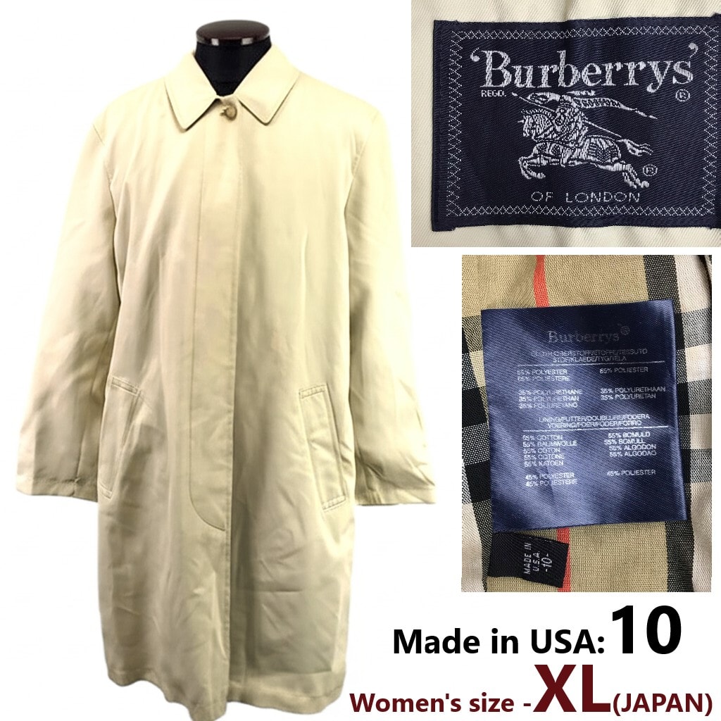 USA製/Vintage★BURBERRYS【バーバリー】ステンカラーコート【レディースXL程度/ベージュ/beige】アウター/ブルゾン/Jacket/Jumper◆BJ037-f