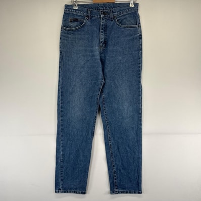 古着 リー Lee USA製 デニム パンツ デニム ジーパン ジッパーフライ 5ポケット ストレートデニム 33×32 ブルー系 メンズ