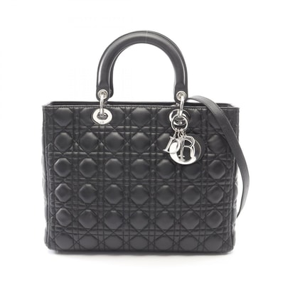 ディオール Dior レディディオール ラージ ハンドバッグ バッグ レザー レディース ブラック系 【中古】