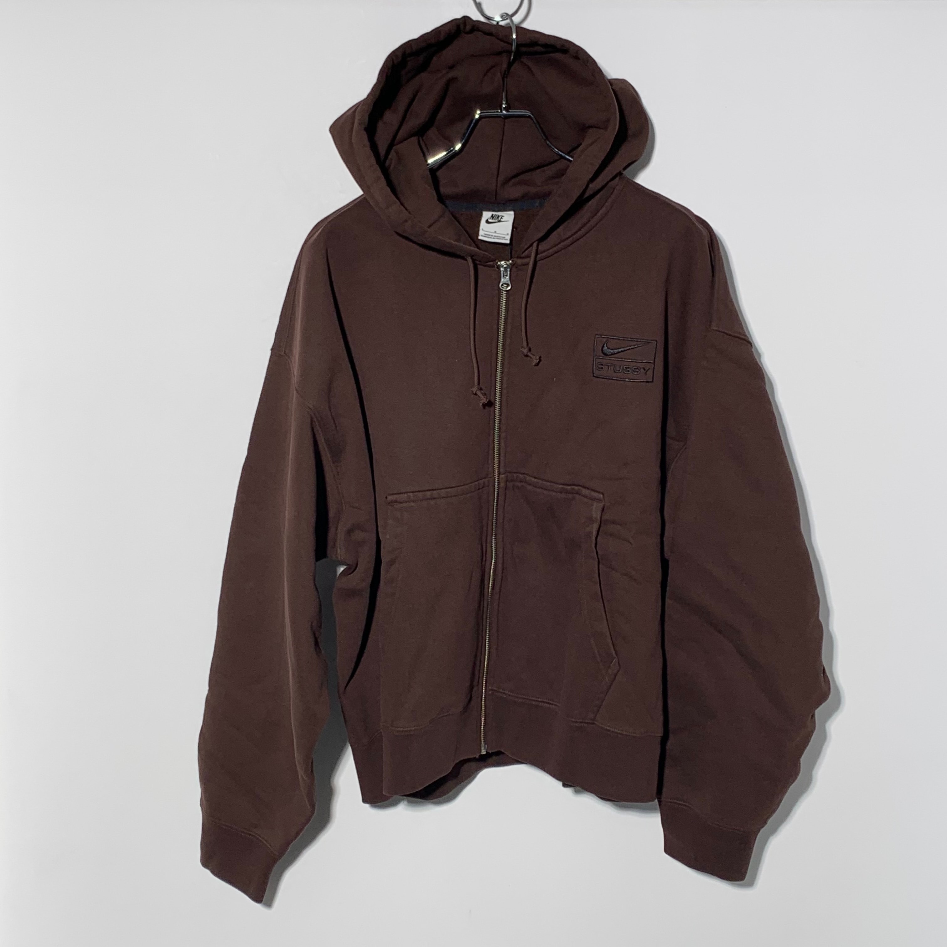 Stussy x Nike Stone Washed Fleece Zip Hoodie "Dark Cinder" (US Size) FJ9175-261