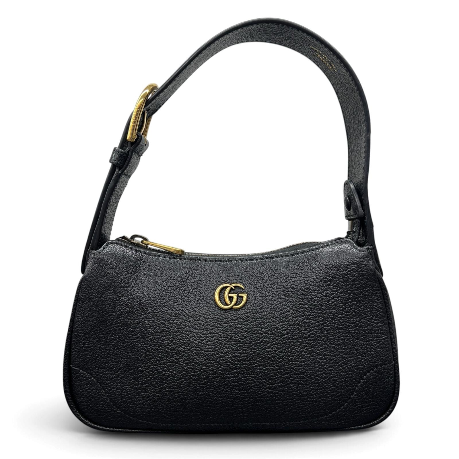 GUCCI 極美品 グッチ アフロディーテ GGマーモント ハンドバッグ 739076 レザー ブラック 肩掛け アクセサリーポーチ Aランク 中古 鑑定済 グッチバッグ