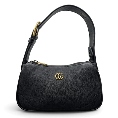 GUCCI 極美品 グッチ アフロディーテ GGマーモント ハンドバッグ 739076 レザー ブラック 肩掛け アクセサリーポーチ Aランク 中古 鑑定済 グッチバッグ