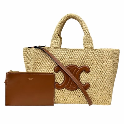 セリーヌ スモール カバ タイス ショルダーバッグ ラフィア 116302FF7.04LU ベージュ レディース CELINE 中古