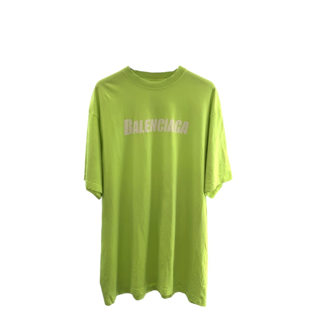 美品 BALENCIAGA バレンシアガ CAPS ボクシーフィット サイズS ライトグリーン ホワイト コットン 半袖Tシャツ 600608 【中古】